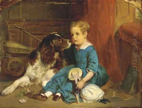 A girl's best friends Oil Painting by Johannes Antonius Canta