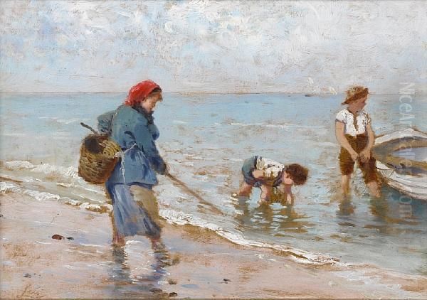 The Clam Fishers Oil Painting by Antonino Leto