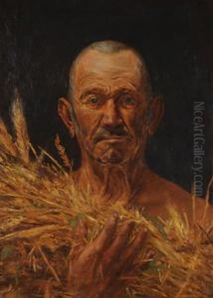 Uomo Con Fascio Di Grano Oil Painting by Antonino Leto