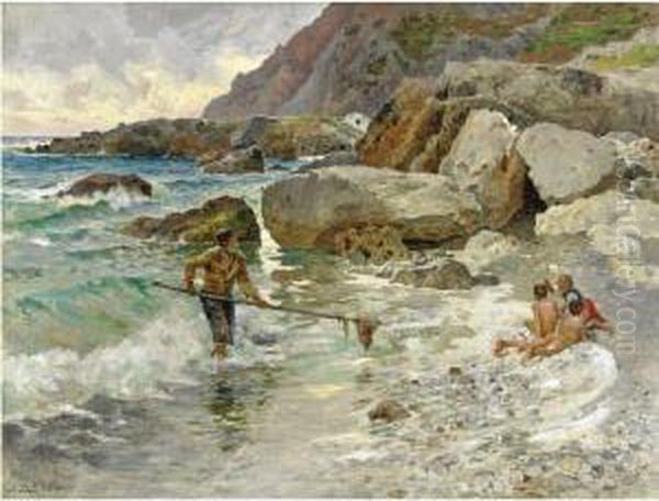 I Figli Del Mare, Capri Oil Painting by Antonino Leto