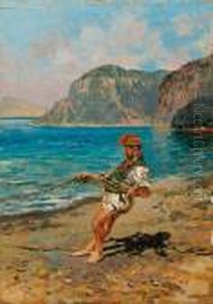 Pescatore A Capri Oil Painting by Antonino Leto