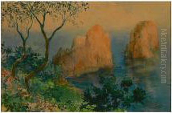 I Faraglioni Di Capri Oil Painting by Antonino Leto