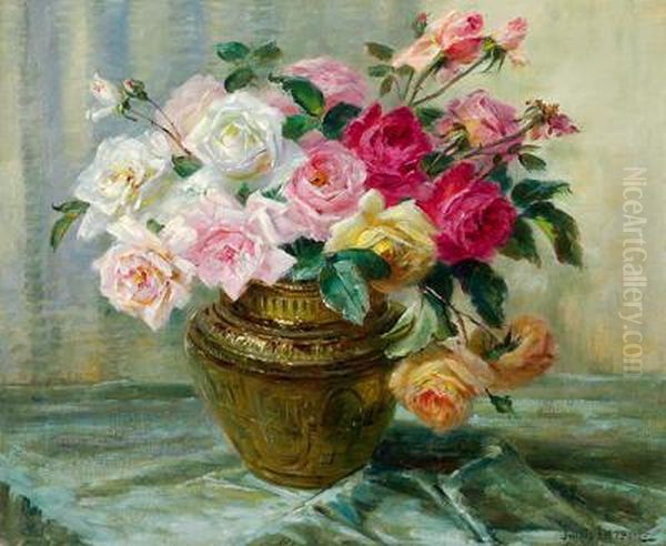 Bunter Rosenstraus In Vase Oil Painting by Louis Letsch