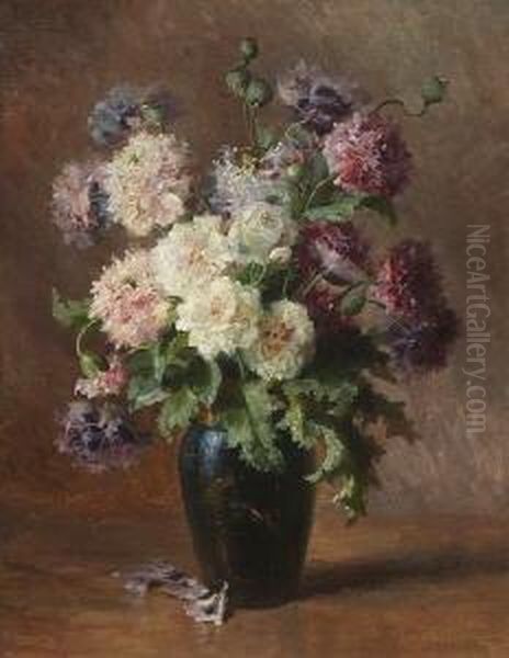 Blumenstillleben. Oil Painting by Louis Letsch