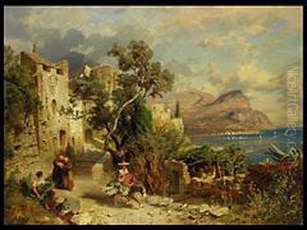 Ansicht Von Capri Oil Painting by August Wilhelm Leu