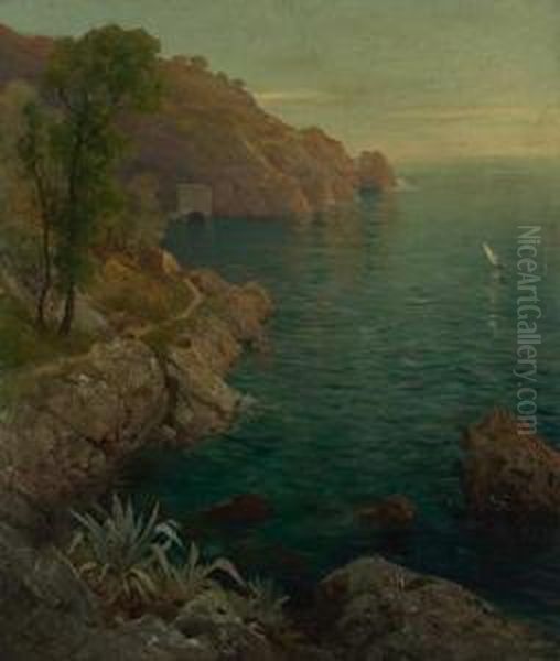 Meereskuste Bei Nervi Oil Painting by Otto Friedrich Leu