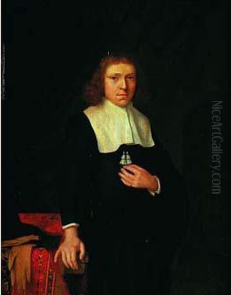 Portrait D'homme Pres D'une Table Recouverte D'un Tapis Oil Painting by Jacobus Levecq