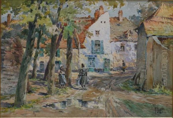 Conversation Dans Le Village Oil Painting by Rene Leverd