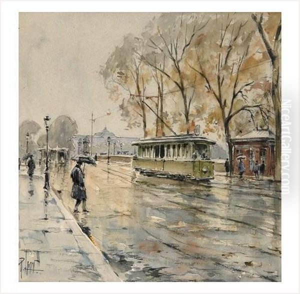 Le Tram Du Quai D'orsay Oil Painting by Rene Leverd