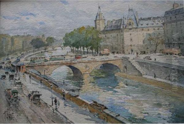 Les Quais De Paris, La Conciergerie Oil Painting by Rene Leverd