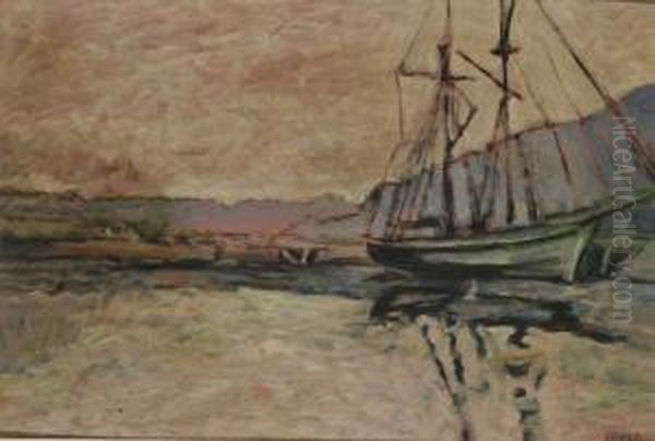 Marina Con Veliero Oil Painting by Adolfo Levier