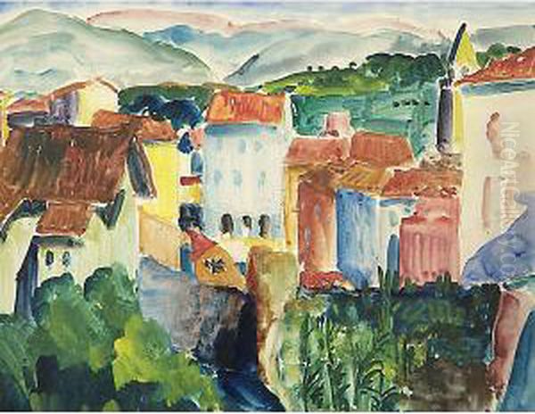 Veduta Di Muggia Oil Painting by Adolfo Levier