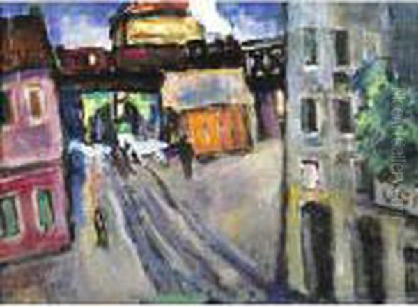 Strada Con Ferrovia Oil Painting by Adolfo Levier