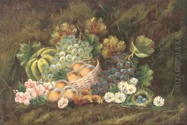 Peaches in a basket Oil Painting by Evelyn Chester