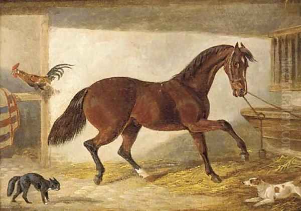 A hunter in a stable Oil Painting by H. S. Cotterill