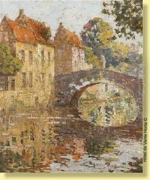 Bruges Ensoleille Oil Painting by Sophus Theobald Levinsen