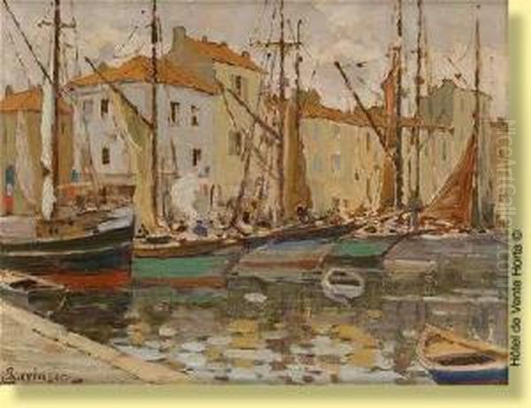 Vue Du Port De Saint-tropez Oil Painting by Sophus Theobald Levinsen