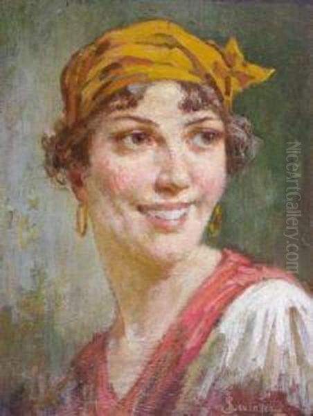 Jeune Femme Oil Painting by Sophus Theobald Levinsen