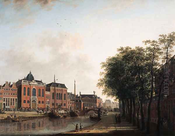 The Houtgracht, now the Daniel Meijerplein, Amsterdam Oil Painting by Jan ten Compe