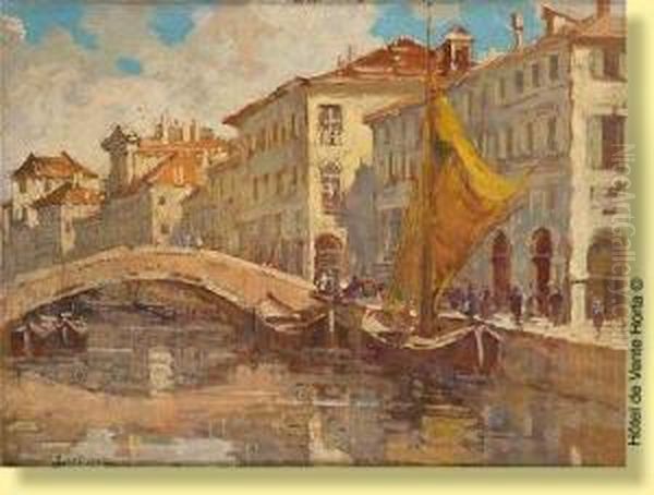 Quai Anime Oil Painting by Sophus Theobald Levinsen