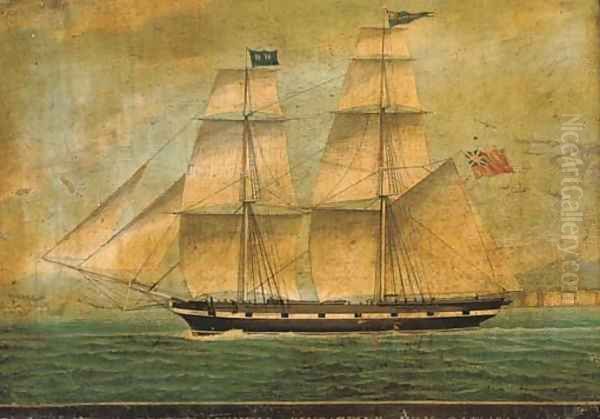 The brig Hawkhill of Kincardine in the Mediterranean off Smyrna Oil Painting by Raffael Corsini