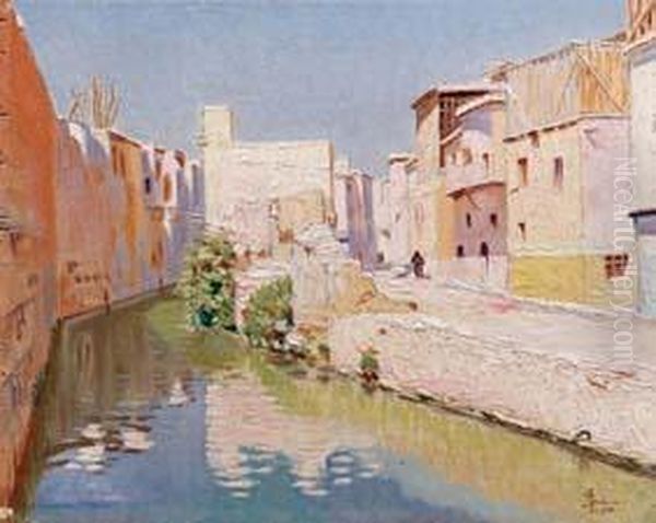 Scorcio Di Citta Mediorientale Oil Painting by Giuseppe Augusto Levis