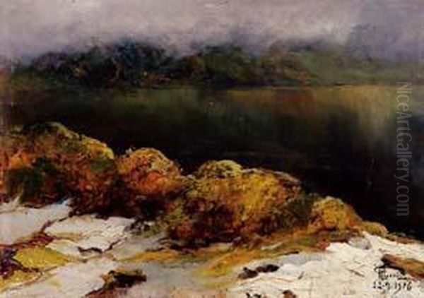 Lago D'inverno Oil Painting by Giuseppe Augusto Levis