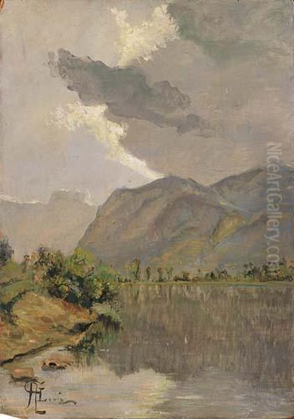 Lago Di Mucrone Oil Painting by Giuseppe Augusto Levis