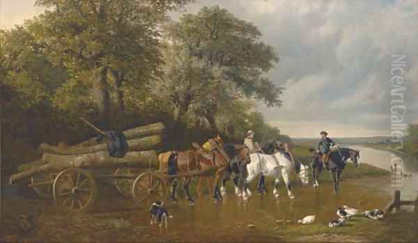 The timber wagon Oil Painting by S. J. Clarke