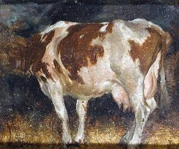 Mucca Oil Painting by Giuseppe Augusto Levis