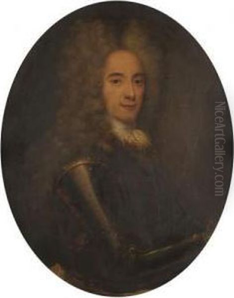 Portrait D'homme A La Cuirasse Oil Painting by Robert Tournieres