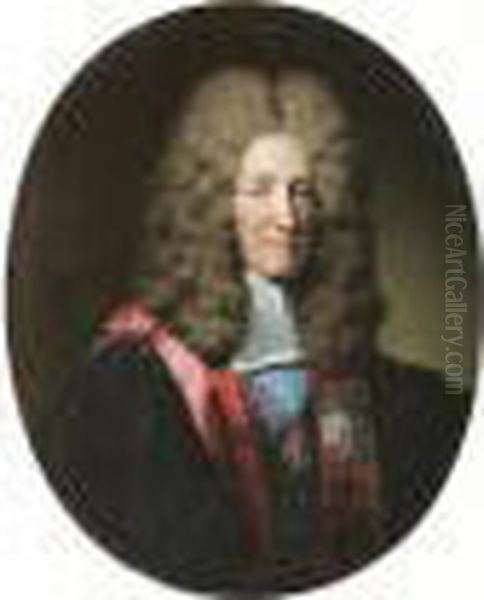 Portrait Du Chancelier De France, Louis Philypeaux, Comte De Pontchartrain (1643-1727) Oil Painting by Robert Tournieres