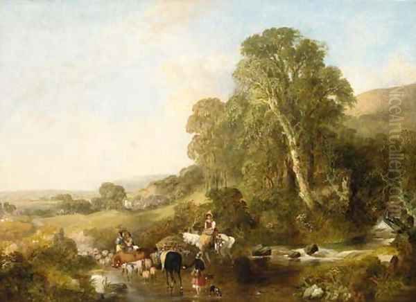 Going to market Oil Painting by Thomas Creswick