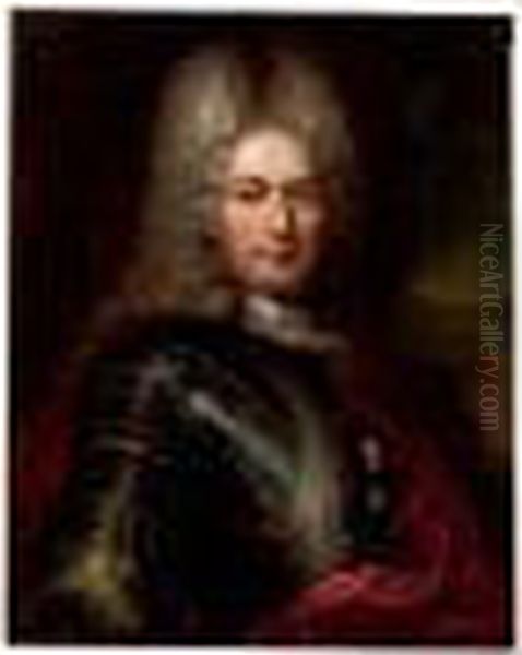 Portrait D'homme A La Cuirasse Oil Painting by Robert Tournieres