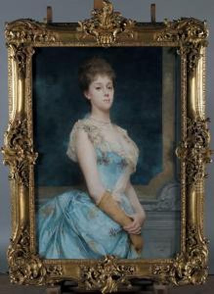 Portrait De Jeune Femme En Buste Oil Painting by Emile Levy