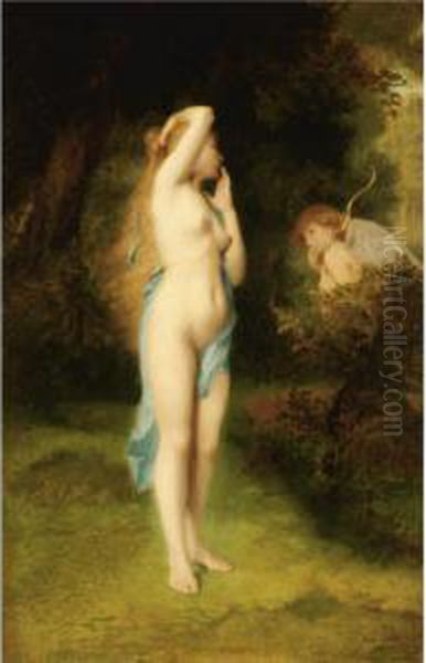 Venus And Cupid Oil Painting by Emile Levy