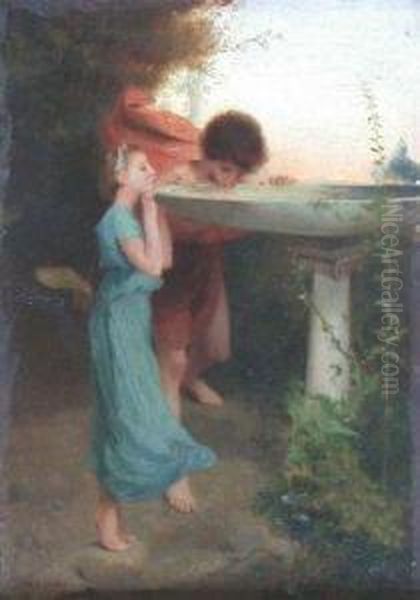 A Cooling Draught Oil Painting by Emile Levy