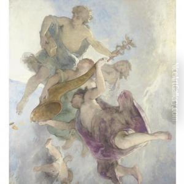 Study For A Ceiling Decoration Oil Painting by Henri Leopold Levy