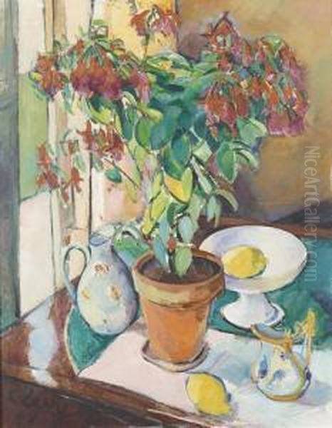 Stillleben Mit Fuchsie. Oil Painting by Rudolf Levy