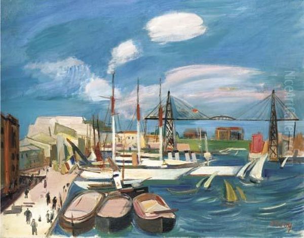 Der Hafen Von Marseille Oil Painting by Rudolf Levy