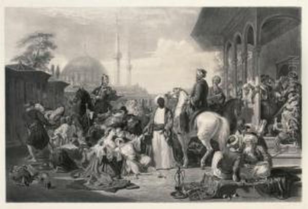 The Slave Market, Constantinople Oil Painting by Charles George Lewis