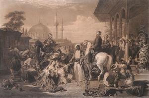 The Slave Market, Constantinople Oil Painting by Charles George Lewis