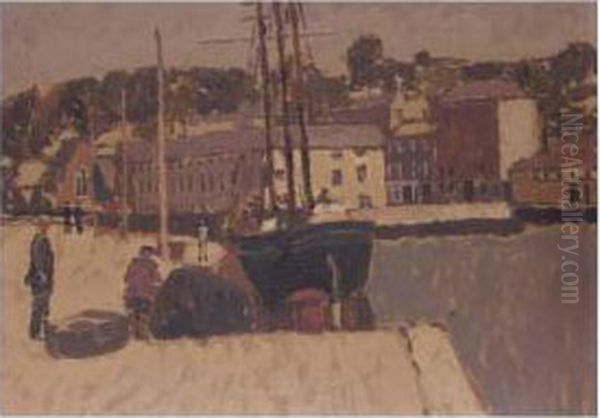 Harbour Scene Oil Painting by Edward Morland Lewis