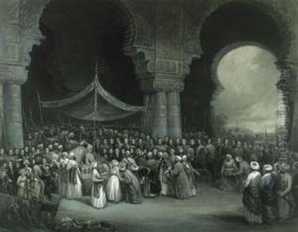 The Installation On The Musnud Of His Highness The Nabob Of Thecarnatic, 1842 Oil Painting by Frederick Christian Lewis