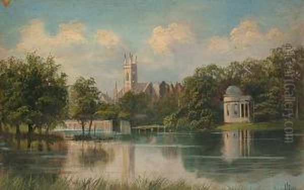 Garrick's Temple; Richmond Bridge; The Thames From Richmond Hill; The Thames. Oil Painting by J. Lewis