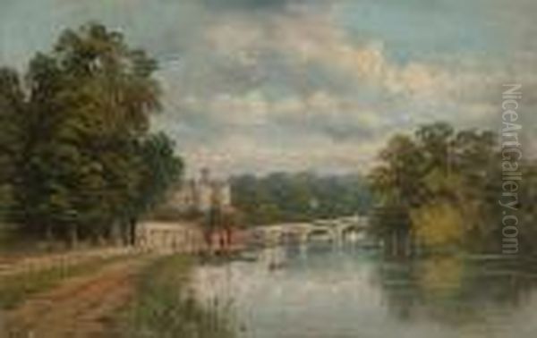 Garrick's Temple; Richmond Bridge Oil Painting by J. Lewis