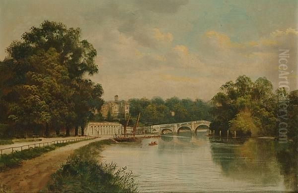 On The Thames Oil Painting by J. Lewis