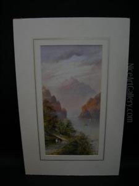 Mountainouslake Scene Oil Painting by Lennard Lewis