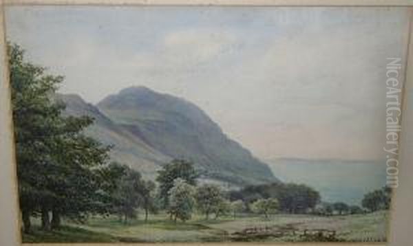 A Coastal Vale, Signed 'lennard Lewis', Watercolour Over Traces Of Pencil Oil Painting by Lennard Lewis