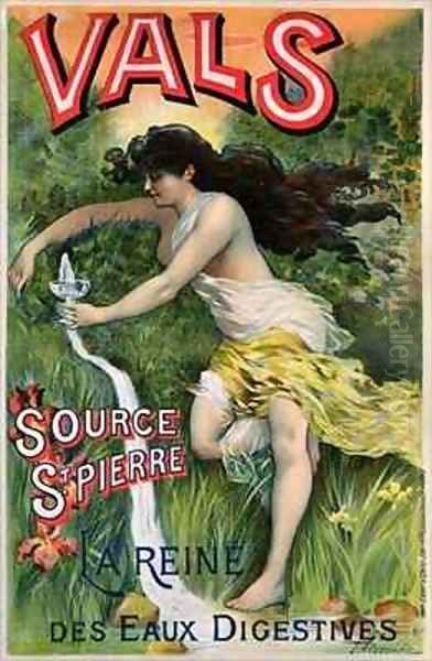 Poster advertising Source St Pierre eau de Vals natural mineral water Oil Painting by L. Courchez